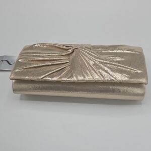 Nina Gold Pleated Clutch Wristlet